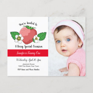 Carte Postale Fraise Sweet Invitation d'anniversaire