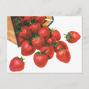 Carte Postale Fraises anciennes dans un panier, Aliments Fruits 