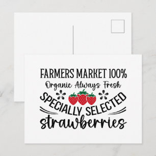 Carte Postale Fraises biologiques du marché des agriculteurs