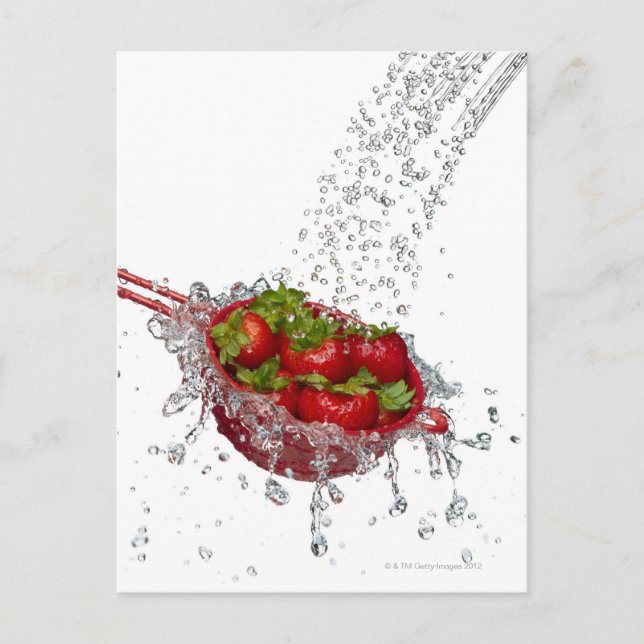 Carte Postale Fraises dans une passoire rouge (Devant)