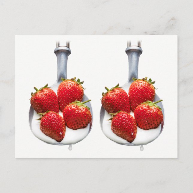 Carte Postale Fraises et crème. (Devant)