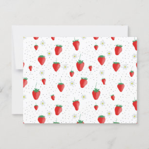 Carte Postale Fraises et fleurs d'été mignonnes