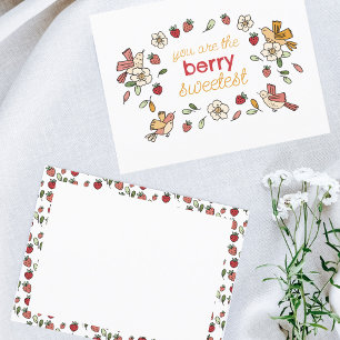 Carte Postale Fraises et oiseaux Berry doux