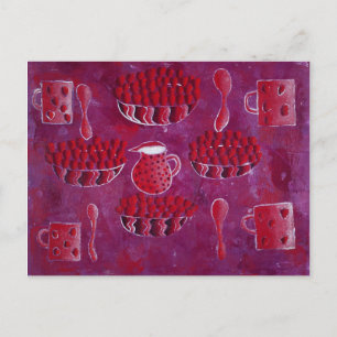 Carte Postale Fraises et peinture à la crème