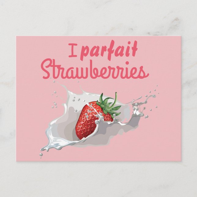 Carte Postale Fraises "Parfait" Citation Drôle (Devant)