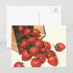 Carte Postale Fraises vintage dans un panier, nourriture fruits