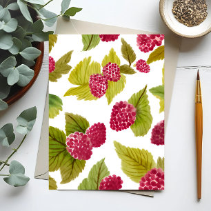 Carte Postale Framboises rouges Aquarelle Fruit peint