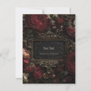 Carte Postale Frame victorien gothique aux roses rouges foncées