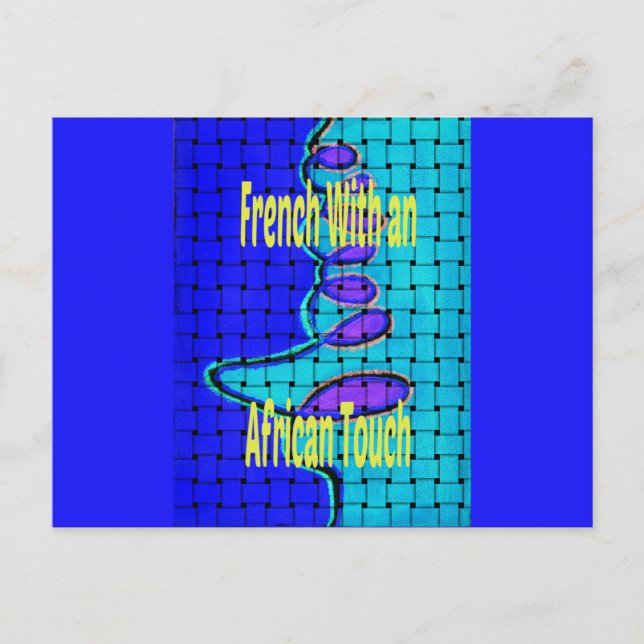 Carte Postale Français Bleu Africain Tissé Abstrait violet forme (Devant)