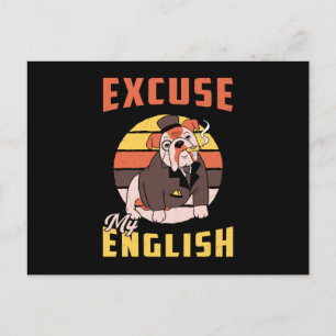 Carte Postale Français Bulldog Excuse My English Vintage Funny
