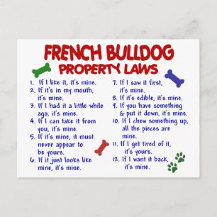 Carte Postale FRANÇAIS BULLDOG, propriété Lois 2
