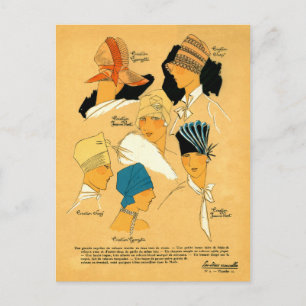 Carte Postale français des années 1920 femmes élégant casquette