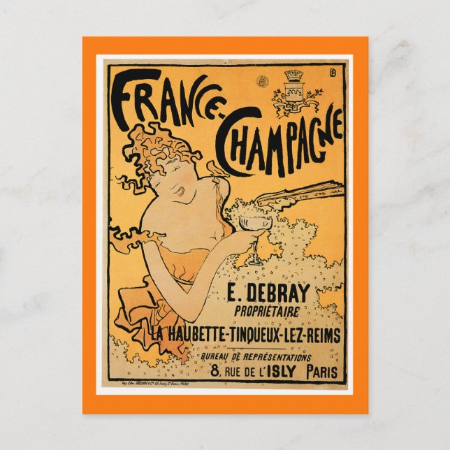 Carte Postale France Champagne Boisson Vintage (Devant)