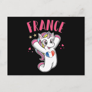 Carte Postale France Fan de football Unicorne avec drapeau du co