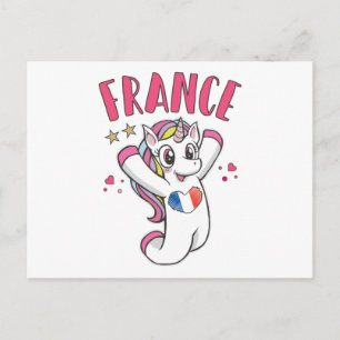 Carte Postale France Fan de football Unicorne avec drapeau du co