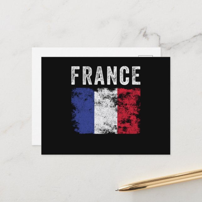 Carte Postale France Flag Distressed - French Flag (Devant/Arrière en situation)