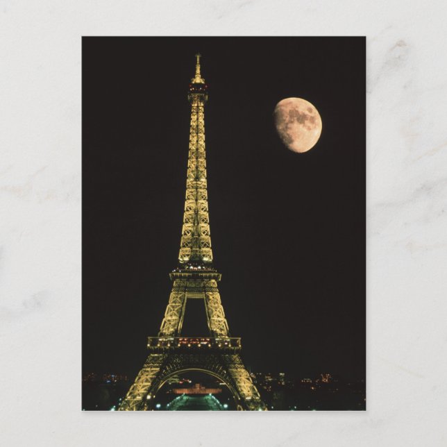 Carte Postale France, Paris. Tour Eiffel la nuit avec (Devant)