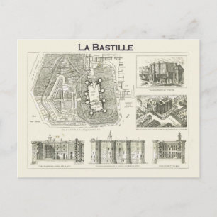 Carte Postale France, Plan et images de la Bastille