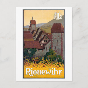 Carte Postale France Poster Vintage voyage Riquewihr restauré
