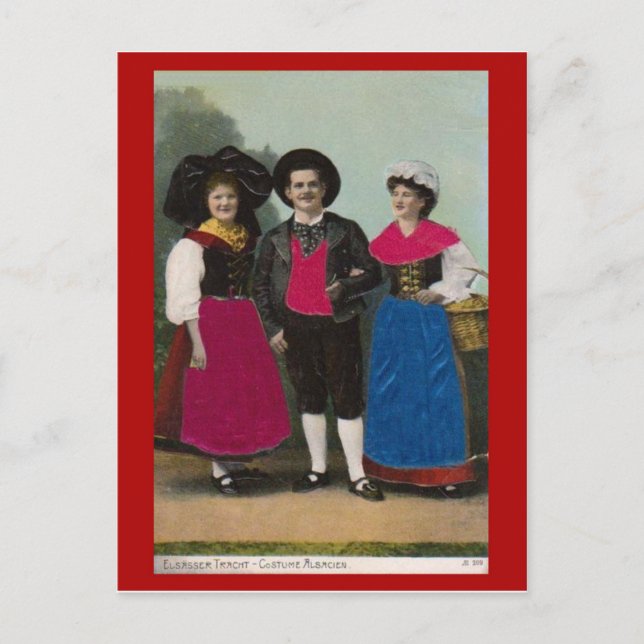 Carte Postale France vintage, Alsace, Costume traditionnel (Devant)