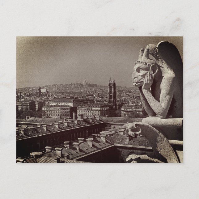 Carte Postale France vintage Paris Cathédrale Notre-Dame penseur (Devant)