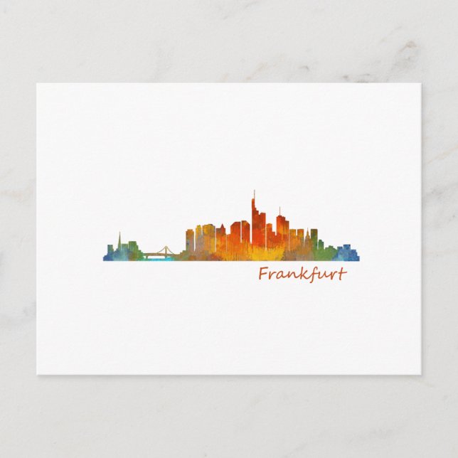 Carte Postale Francfort Allemagne City Watercolor Skyline Hq v1 (Devant)