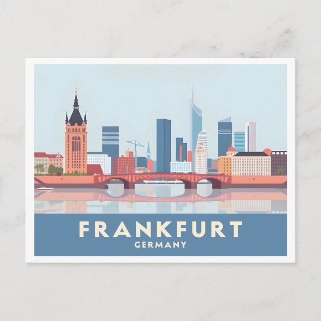 Carte Postale Francfort Allemagne Pastel Travel (Devant)