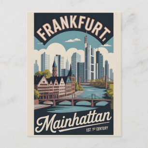 Carte Postale Francfort Allemagne Rétro Skyline Paysage Urbain V