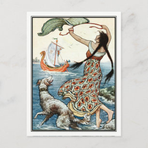 Carte Postale Frank C. Papé Pape - Fille Vintage avec la hache