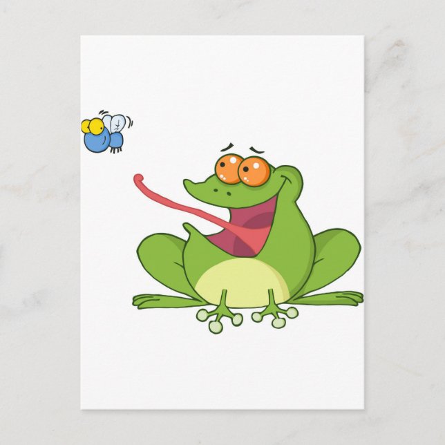 Carte Postale Frank la grenouille avec Buzzy la mouche (Devant)