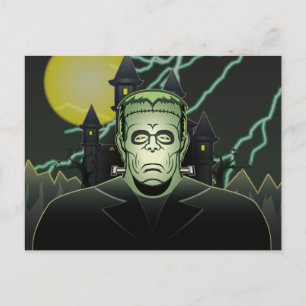 Carte Postale Frankenstein Monster Halloween Castle Lightning