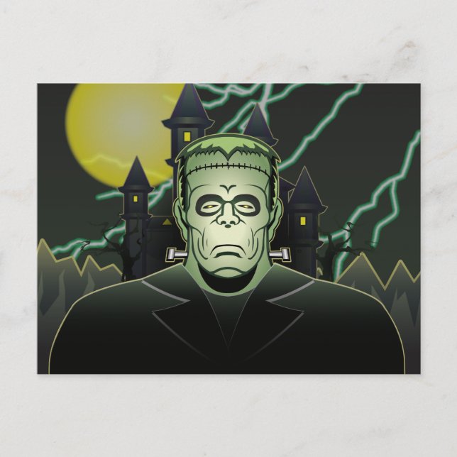 Carte Postale Frankenstein Monster Halloween Castle Lightning (Devant)