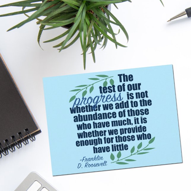 Carte Postale Franklin D. Roosevelt Citation Inspirational Progr (Créateur téléchargé)