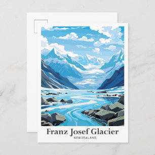 Carte Postale Franz Josef Glacier NZ Vintage voyage Illustration