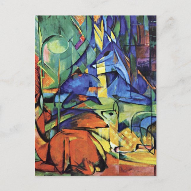 Carte Postale Franz Marc - cerf commun dans la forêt (ii) (Devant)