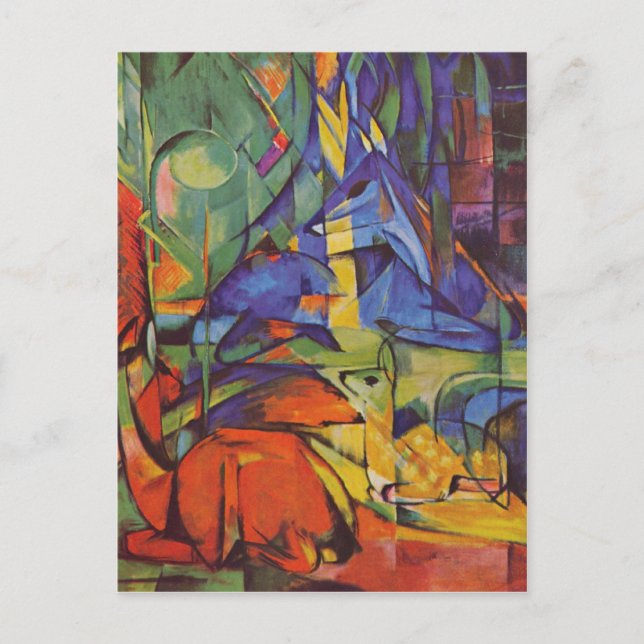 Carte Postale Franz Marc - Cerf en Forêt (Devant)