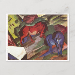 Carte Postale Franz Marc - Cheval Rouge et Bleu 1912 Chevaux en
