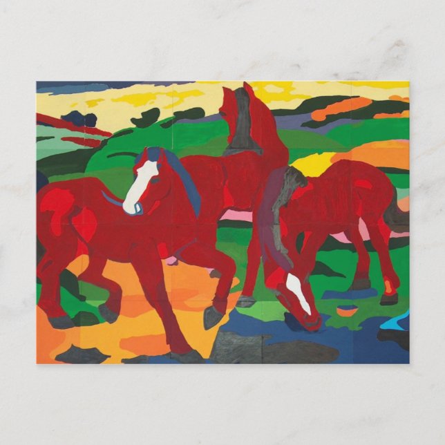 Carte Postale Franz Marc - chevaux rouges (Devant)