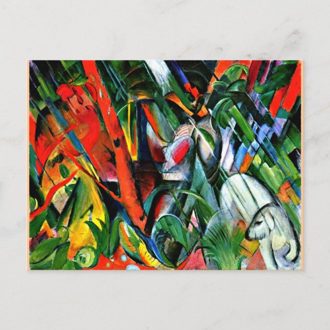 Carte Postale Franz Marc - Dans la pluie - 1912 (Devant)