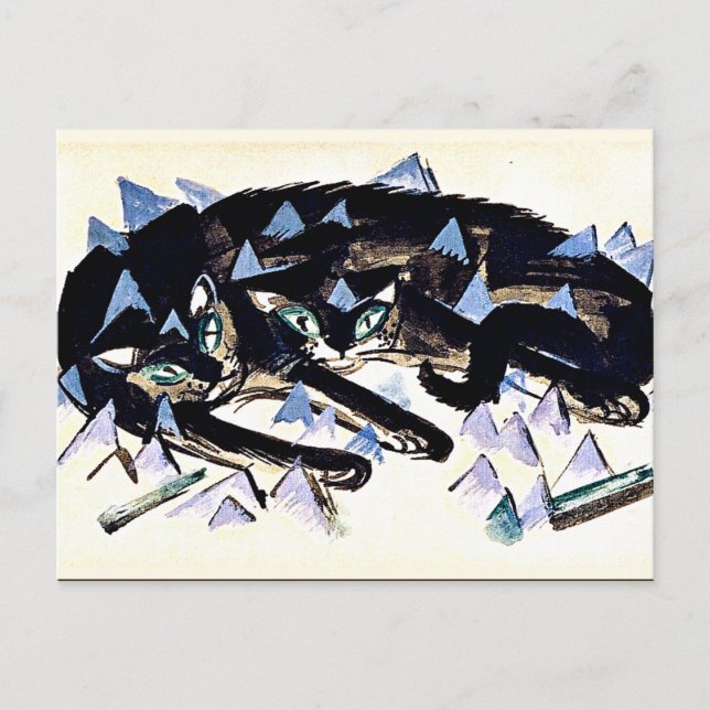 Carte Postale Franz Marc - Deux chats noirs (Devant)