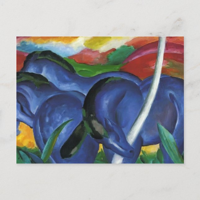 Carte Postale Franz Marc- Les Grands Chevaux Bleus (Devant)