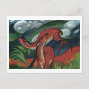 Carte Postale Franz Marc - Red Deer II 1912 Forêt Animal fawn