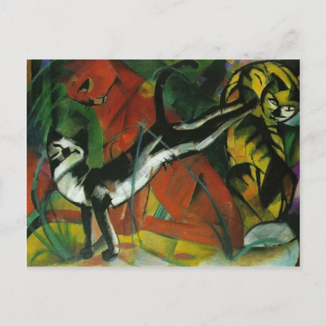 Carte Postale Franz Marc - Trois Chats (Devant)