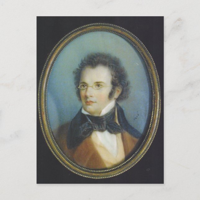 Carte Postale Franz Schubert d'après une miniature signée René (Devant)