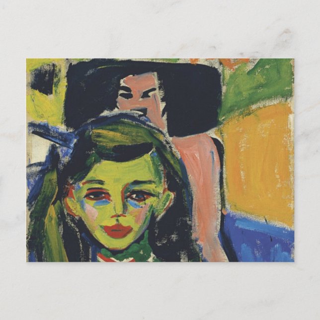 Carte Postale Fränzi devant la chaise sculptée par Ernst Kirchne (Devant)