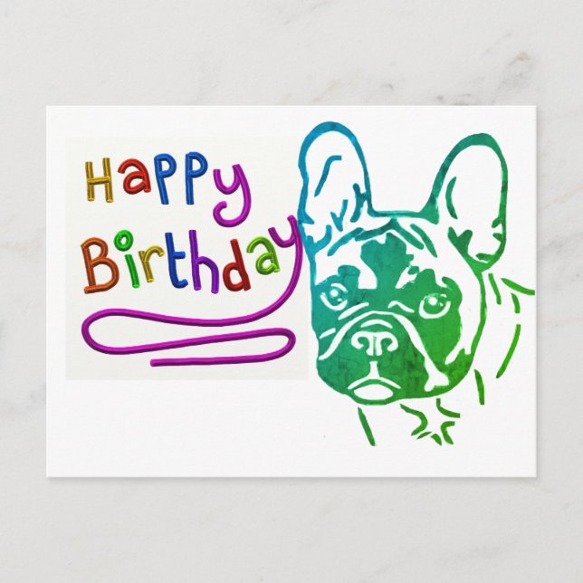 Carte Postale Französische Bulldogge Birthday French Bulldog (Devant)