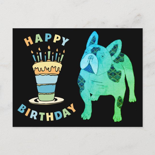 Carte Postale Französische Bulldogge Birthday French Bulldog (Devant)