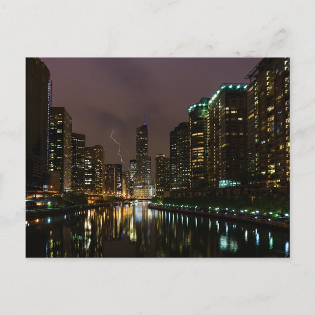 Carte Postale Frappe de foudre sur la rivière Chicago (Devant)