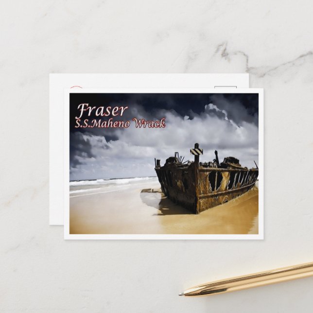 Carte Postale Fraser - S.S.Maheno Wrack - Australie - (Devant/Arrière en situation)