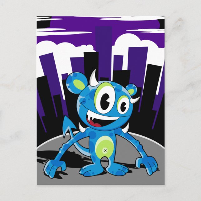 Carte postale Freaky Blue Monster (Devant)